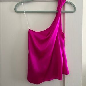 Amanda Uprichard Fuchsia One-Shoulder Top